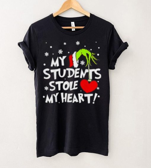 My Students Stole My Heart Teacher Christmas Grinch Hand T Shirt