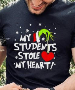 My Students Stole My Heart Teacher Christmas Grinch Hand T Shirt