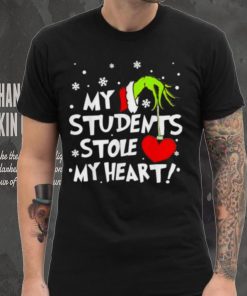 My Students Stole My Heart Teacher Christmas Grinch Hand T Shirt