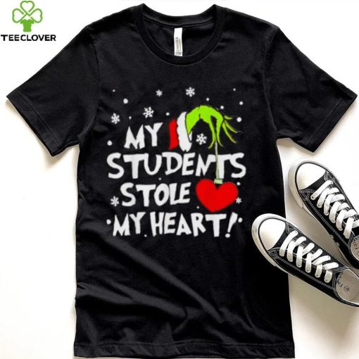 My Students Stole My Heart Teacher Christmas Grinch Hand T Shirt