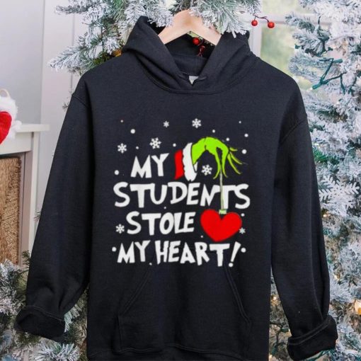 My Students Stole My Heart Teacher Christmas Grinch Hand T Shirt