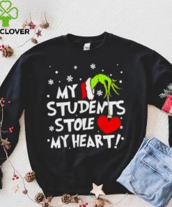 My Students Stole My Heart Teacher Christmas Grinch Hand T Shirt