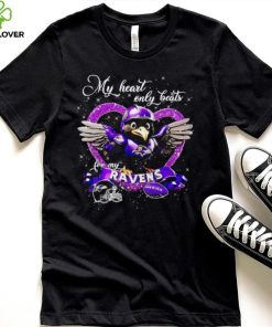 My heart only beats for my Baltimore Raven glitters heart shirt