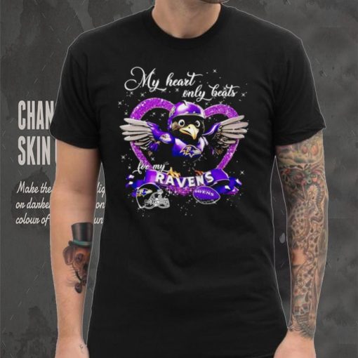 My heart only beats for my Baltimore Raven glitters heart shirt