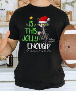 Is This Jolly Enough Black Cat Merry Christmas Tree Lights Shirt