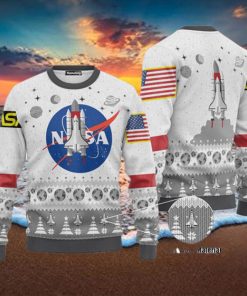 NASA American Flag Pattern 2023 Ugly Christmas Sweater