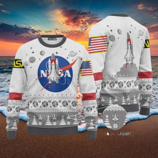 NASA American Flag Pattern 2023 Ugly Christmas Sweater