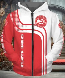 NBA Atlanta Hawks White Red Curves Zip Up Hoodie