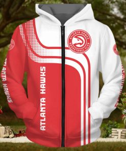 NBA Atlanta Hawks White Red Curves Zip Up Hoodie