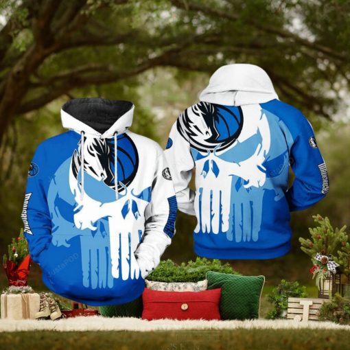 NBA Dallas Mavericks Blue White Skull Pullover Hoodie