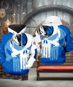 NBA Dallas Mavericks Blue White Skull Pullover Hoodie