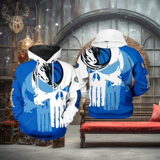 NBA Dallas Mavericks Blue White Skull Pullover Hoodie