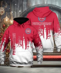 NBA Detroit Pistons Red White Grunge Pullover Hoodie