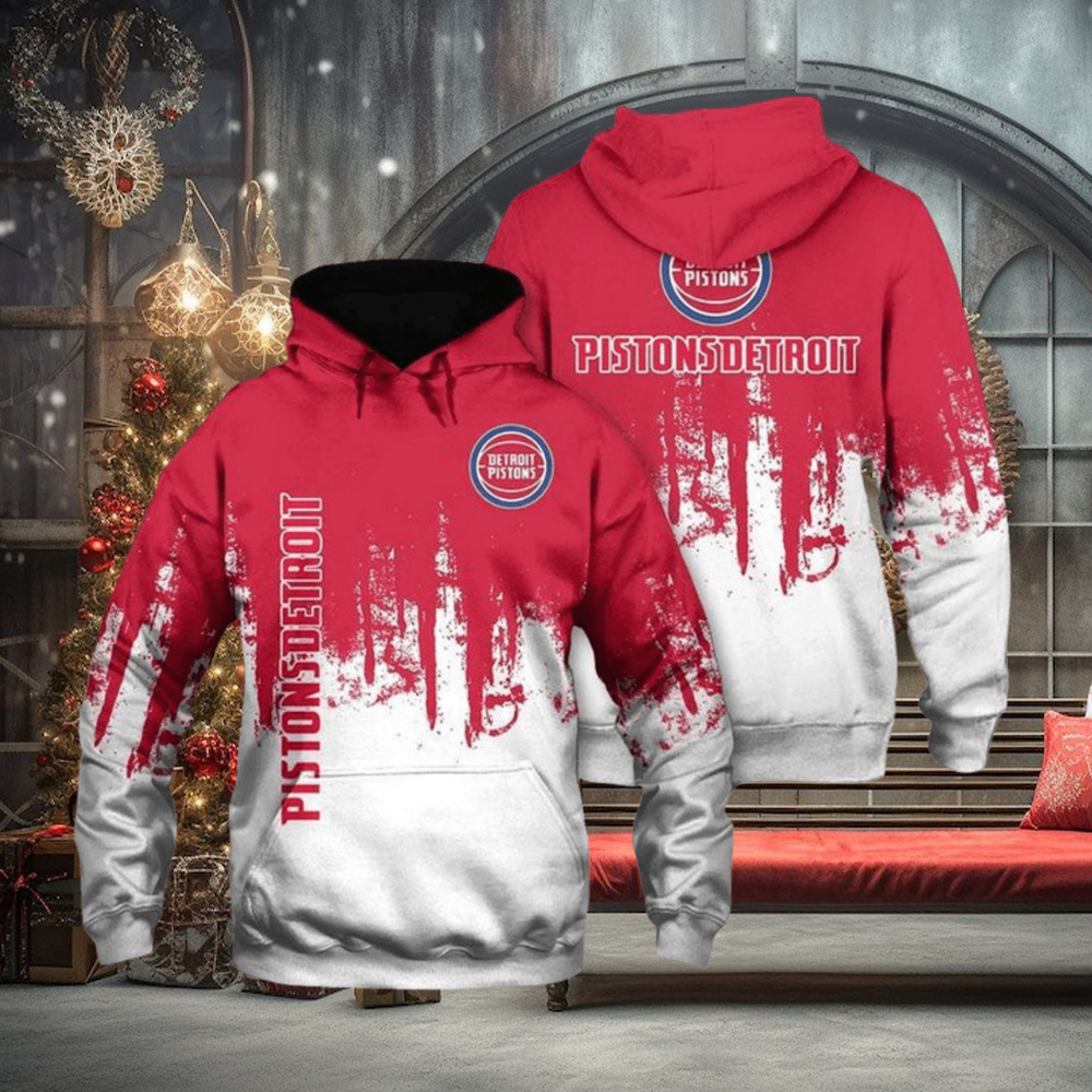 NBA Detroit Pistons Red White Grunge Pullover Hoodie NBA Detroit Pistons Red White Grunge Pullover Hoodie
