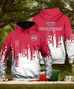 NBA Detroit Pistons Red White Grunge Pullover Hoodie