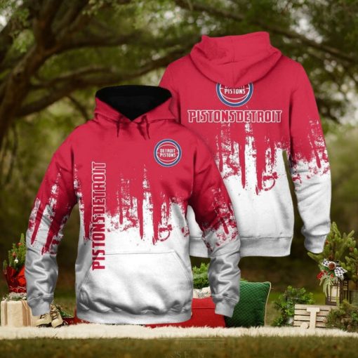 NBA Detroit Pistons Red White Grunge Pullover Hoodie