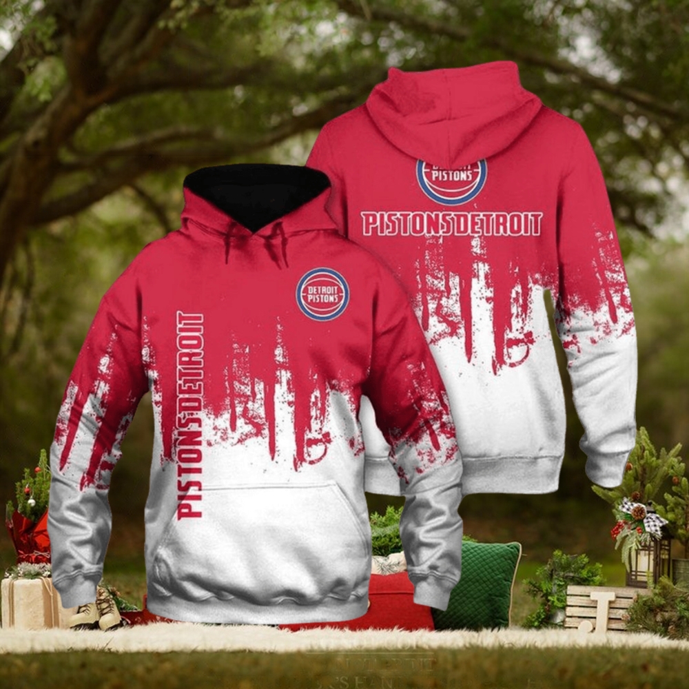 NBA Detroit Pistons Red White Grunge Pullover Hoodie NBA Detroit Pistons Red White Grunge Pullover Hoodie