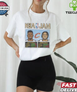 NBA Jam Cleveland Cavaliers Donovan Mitchell and Darius Garland Shirt basketball fan design featuring Donovan Mitchell and Darius Garland in an NBA Jam-inspired style