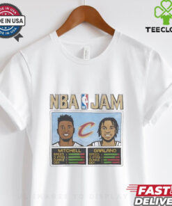 NBA Jam Cleveland Cavaliers Donovan Mitchell and Darius Garland Shirt basketball fan design featuring Donovan Mitchell and Darius Garland in an NBA Jam-inspired style