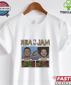 NBA Jam Cleveland Cavaliers Jarrett Allen and Evan Mobley Shirt basketball fan design featuring the dynamic duo of Jarrett Allen and Evan Mobley in an NBA Jam-inspired style
