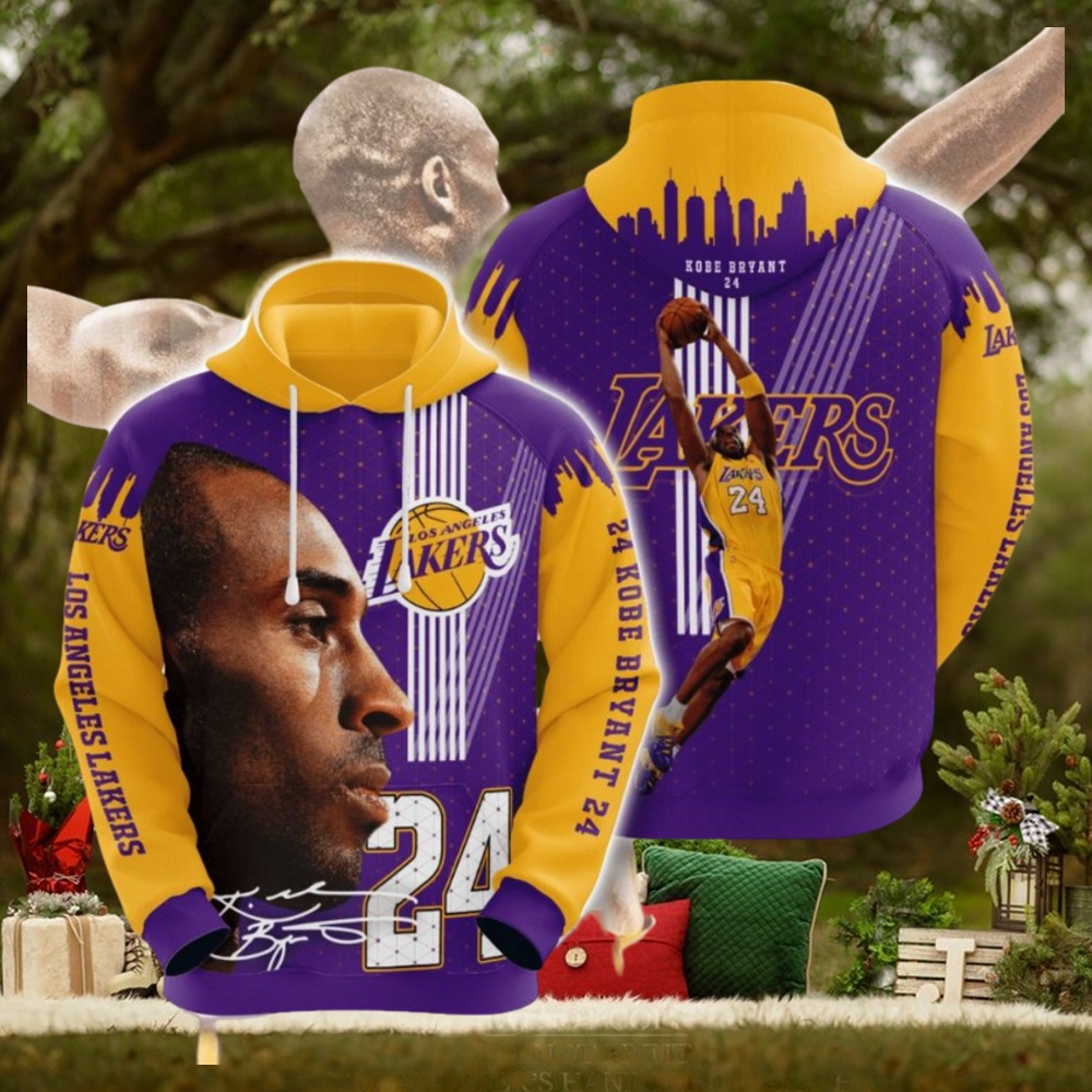 NBA Los Angeles Lakers Kobe Bryant Gold Purple Pullover Hoodie NBA Los Angeles Lakers Kobe Bryant Gold Purple Pullover Hoodie