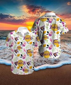 NBA Los Angeles Lakers Tropical Flowers Hawaiian Shirt