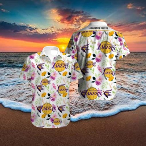 NBA Los Angeles Lakers Tropical Flowers Hawaiian Shirt