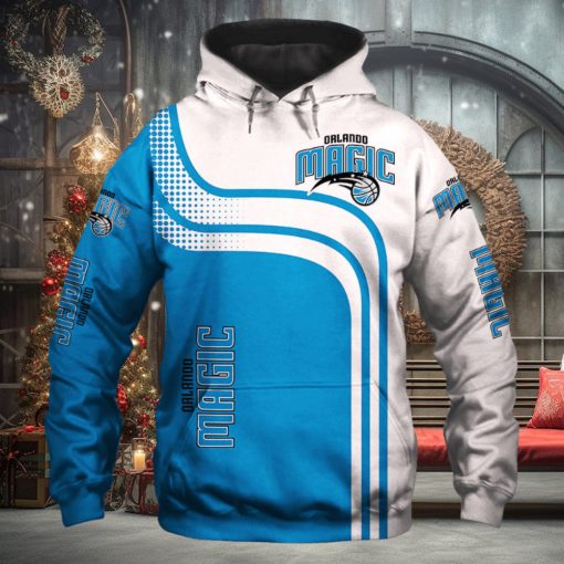 NBA Orlando Magic Bllue White Curves Pullover Hoodie