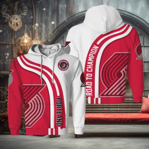 NBA Portland Trail Blazers White Red Hightway Pullover Hoodie