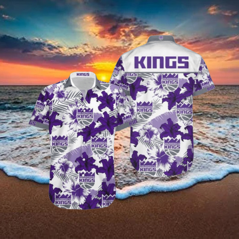 NBA Sacramento Kings Purple Tropical Flowers Hawaiian Shirt NBA Sacramento Kings Purple Tropical Flowers Hawaiian Shirt
