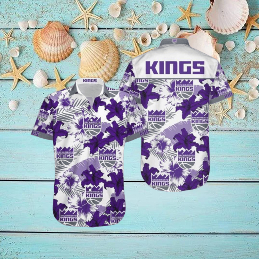 NBA Sacramento Kings Purple Tropical Flowers Hawaiian Shirt NBA Sacramento Kings Purple Tropical Flowers Hawaiian Shirt