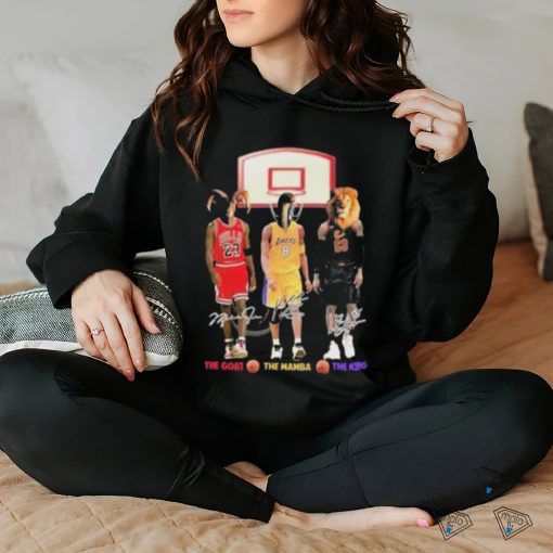 NBA The Goat The Mamba The King Lebron James Kobe Bryant And Michael Jordan Signatures T Shirt