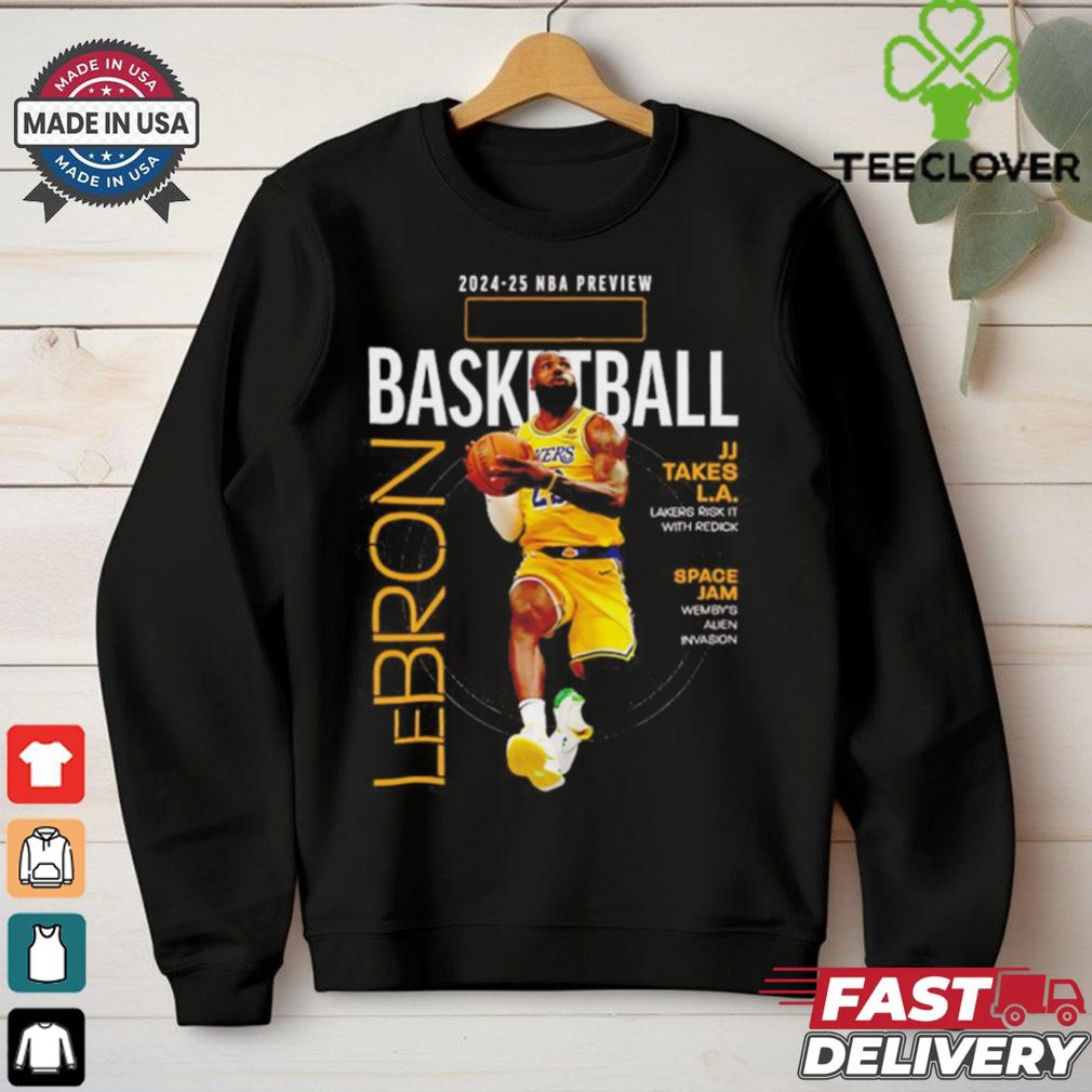 NBA preview Lebron James Los Angeles Lakers basketball on the drive graphic shirt NBA preview Lebron James Los Angeles Lakers basketball on the drive graphic shirt