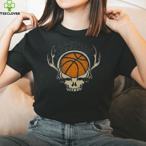 NBA x Grateful Dead x Milwaukee Bucks Skull 2024 T Shirt