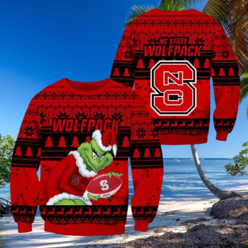 NC State Wolfpack Grinch Christmas Ugly Sweater NCAA Funny Gift For Men And Women