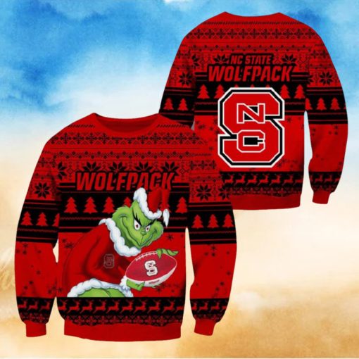 NC State Wolfpack Grinch Christmas Ugly Sweater NCAA Funny Gift For Men And Women