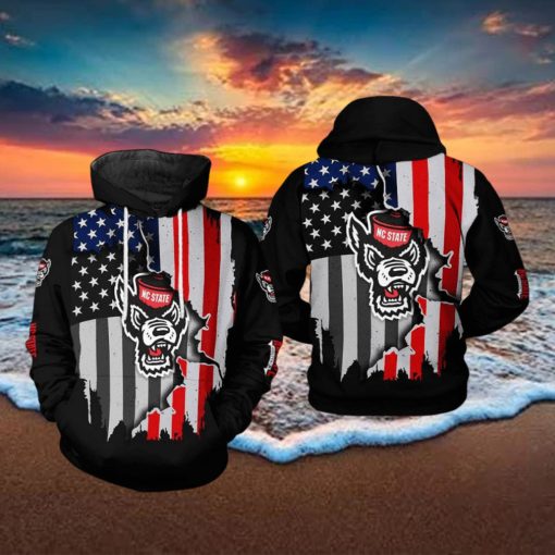 NC State Wolfpack NCAA US Flag 3D Printed Hoodie