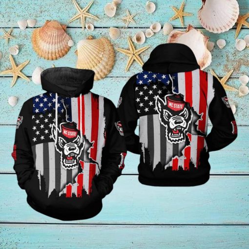 NC State Wolfpack NCAA US Flag 3D Printed Hoodie