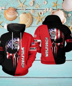 NC State Wolfpack NCAA US Flag Skull 3D Printed Hoodie