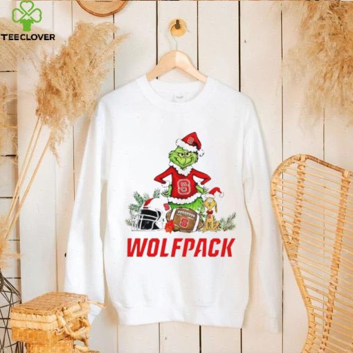 NC State Wolfpacks Grinch and Max dog funny Christmas hoodie, sweater, longsleeve, shirt v-neck, t-shirt