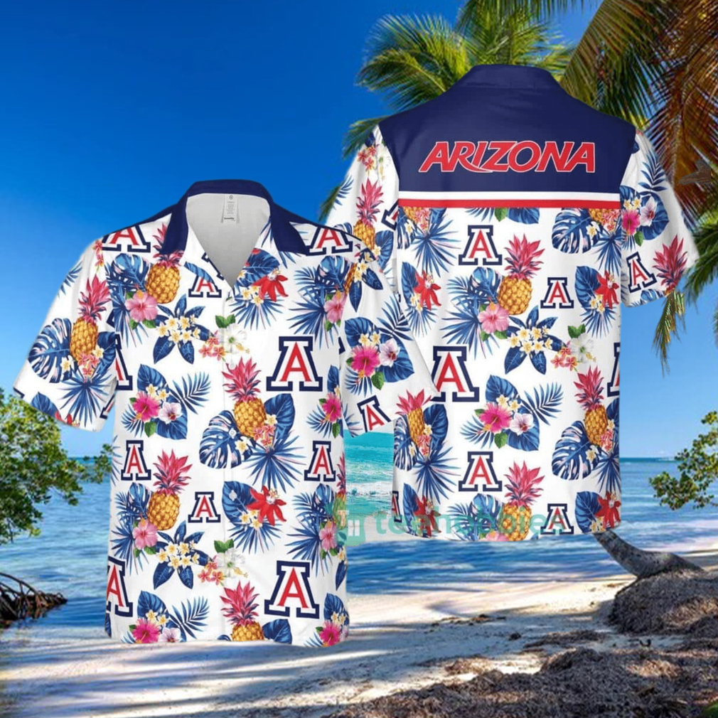 NCAA Arizona Wildcats Hawaiian Shirt Pineapple Tropical Flower Summer Beach Gift NCAA Arizona Wildcats Hawaiian Shirt Pineapple Tropical Flower Summer Beach Gift
