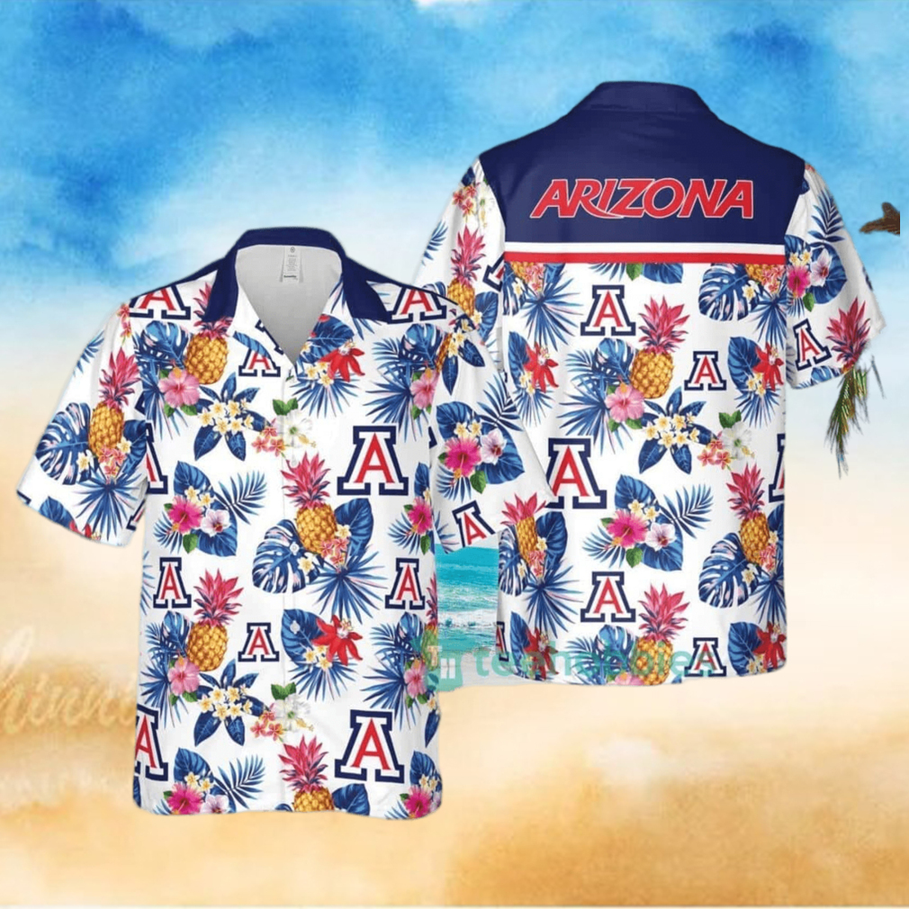 NCAA Arizona Wildcats Hawaiian Shirt Pineapple Tropical Flower Summer Beach Gift NCAA Arizona Wildcats Hawaiian Shirt Pineapple Tropical Flower Summer Beach Gift