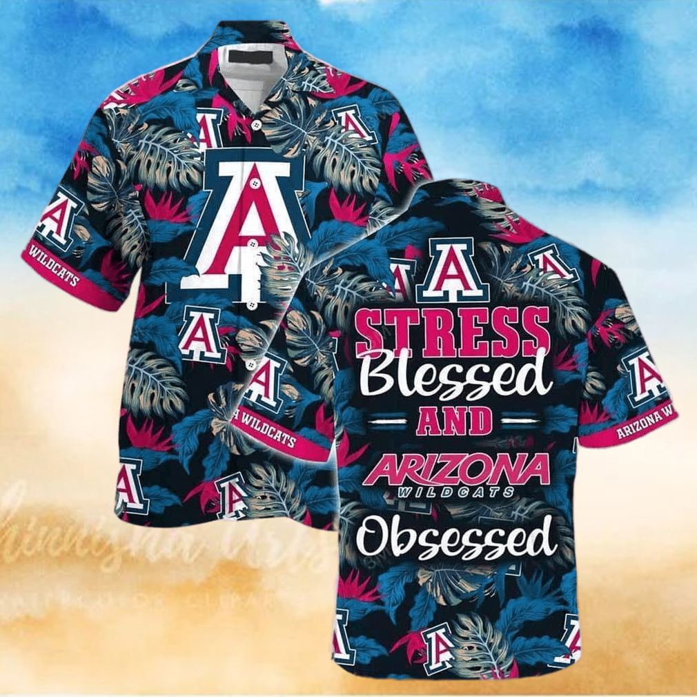 NCAA Arizona Wildcats Hawaiian Shirt Tropical Aloha Stress Blessed Obsessed NCAA Arizona Wildcats Hawaiian Shirt Tropical Aloha Stress Blessed Obsessed