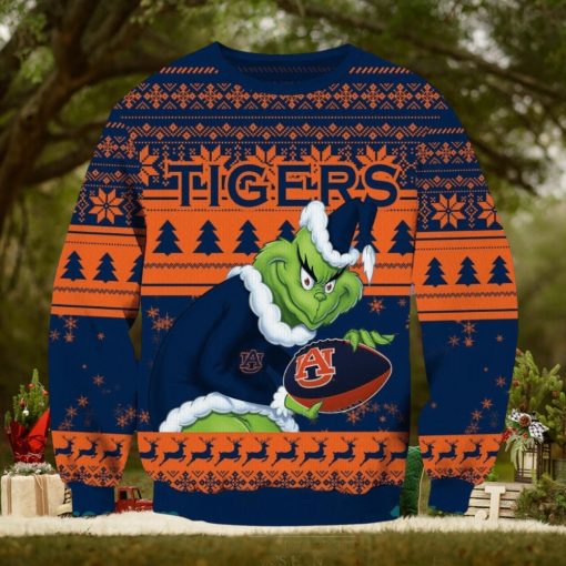 NCAA Auburn Tigers Grinch AOP Ugly Christmas Sweater Christmas Gift For Men And Women