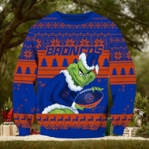 NCAA Boise State Broncos Grinch AOP Ugly Christmas Sweater Christmas Gift For Men And Women