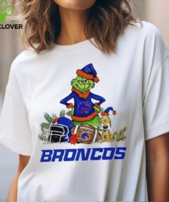 NCAA Boise State Broncos Santa Grinch And Dog Merry Christmas Shirt