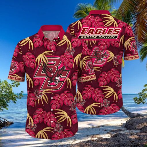 NCAA Boston College Eagles Hawaiian Shirt Palm Leaves Pattern Best Beach Gift