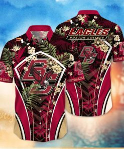 NCAA Boston College Eagles Hawaiian Shirt Palm Leaves Pattern