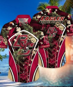 NCAA Boston College Eagles Hawaiian Shirt Palm Leaves Pattern