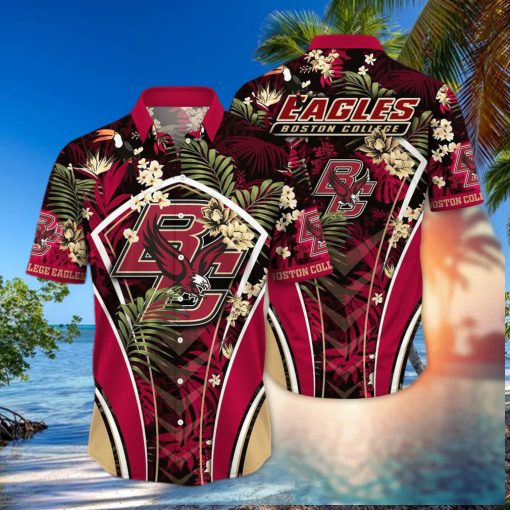 NCAA Boston College Eagles Hawaiian Shirt Palm Leaves Pattern